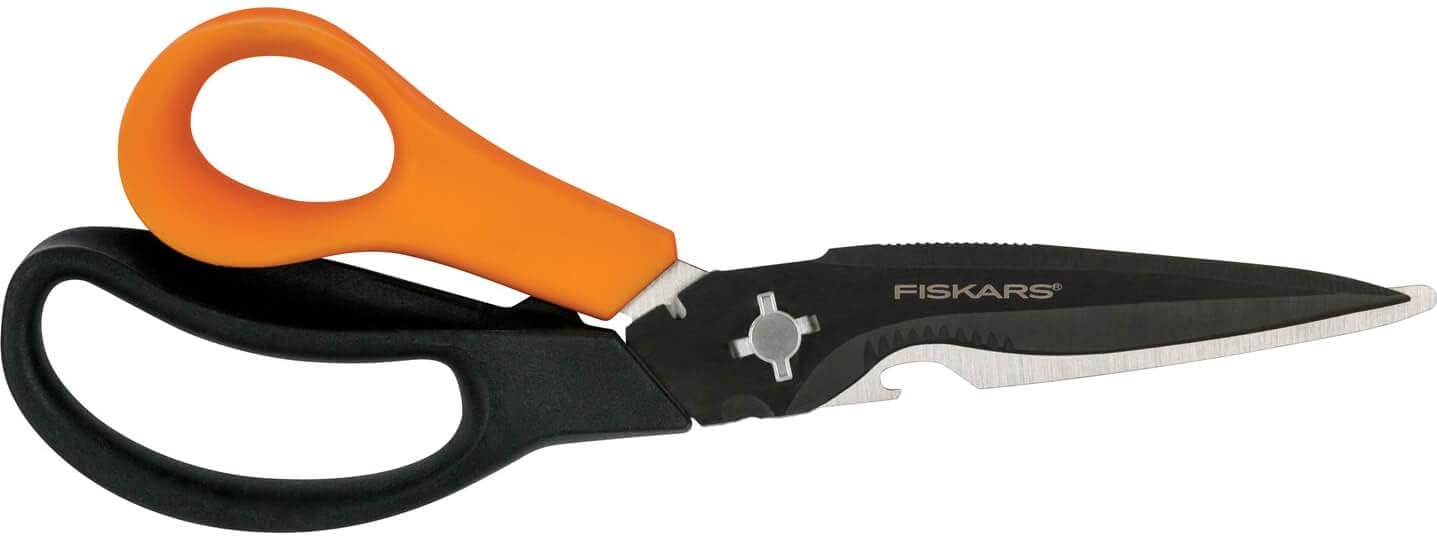 Fiskars Mehrzweckschere, Länge: 23 cm, Rostfreie Stahl-Klingen/Kunststoff-Griffe, Schwarz/Orange, Solid, SP-341, 1063329 DER TOMATENFLÜSTERER