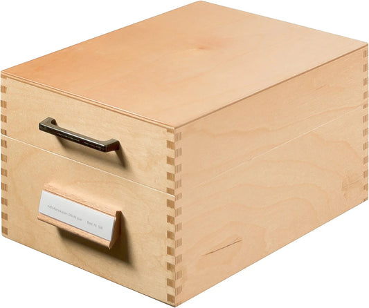 HAN Holz-Karteikasten für 900 DIN A6 quer Karteikarten inkl. 1 Metallblattstütze, mit Beschriftungsfeld und Metallboden, FSC zertifiziertes Holz, hochwertige premium Qualität, 506, Naturholz DER TOMATENFLÜSTERER
